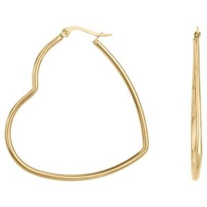Boucles d'oreilles créoles coeurs, Ø 50 mm, Acier doré