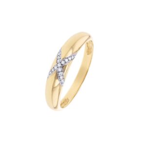 Bague jonc 5 mm or jaune et zirconiums