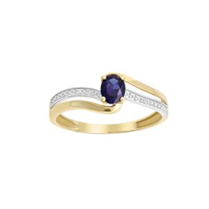 Bague or jaune, saphir et diamants