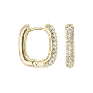Créoles articulées 14 x 12 mm, fil rond 3 mm, pavage zirconiums, Sully