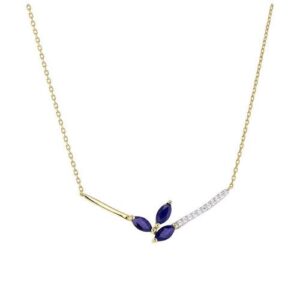 Collier or jaune et saphir navettes