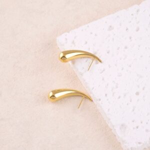 Boucles d'oreilles acier doré, gouttes allongées - IKITA