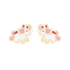 Boucles d'oreilles enfant or, Motif Poney 8 x 5 mm