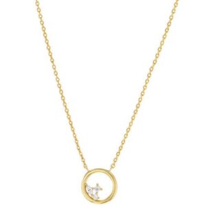 Collier cercle Ø 12 mm, Plaqué or et Zirconiums, 45 cm
