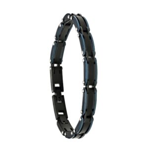 Bracelet homme "Salto", acier bleu nuit et noir
