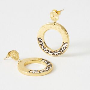 Boucles d'oreilles acier doré et cuir White Léo "Amarita"