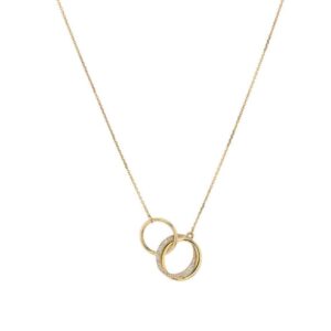 Collier or jaune, cercles entrelacés glitter