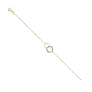 Bracelet Or jaune, cercles entrelacés glitter
