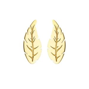Boucles d'oreilles or jaune, Feuilles 12 x 5 mm