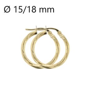 Créoles or jaune torsadées, Ø 15/18 mm, fil 2 mm