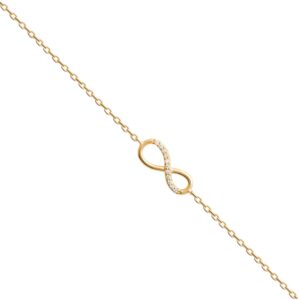 Bracelet plaqué or, pavage zirconiums, Sigle Infini 12 x 5 mm