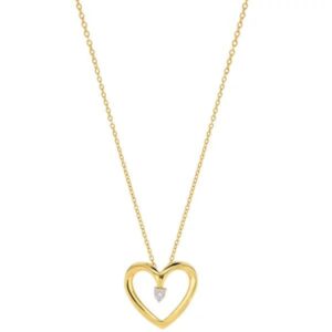 Collier Coeur 12 x 12 mm, or jaune et diamant