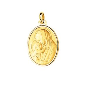 Pendentif plaqué or 18 x 15 mm, Vierge et l'Enfant