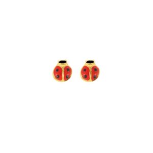 Boucles d'oreilles enfants, plaqué or, Coccinelles 7 x 5 mm