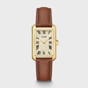 Belisenna Watch Leather, Nutshell, Sand Textured, Gold Colour
