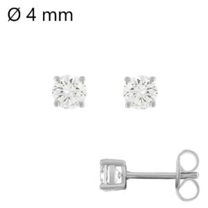 Boucles d'oreilles argent et zirconiums Ø 4 mm