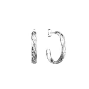 Boucles d'oreilles demi-créoles Drapé, métal argenté - Les Georgettes