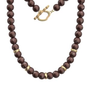 Collier "Olivia", perles en résine et acier doré