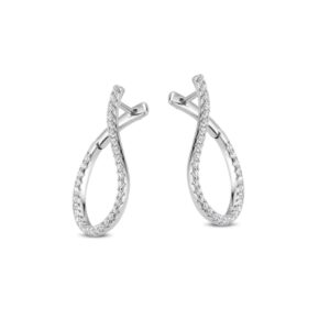 Boucles d'oreilles argent et zirconiums, 27 x 28 mm, "contour de lobe", Naiomy