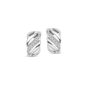 1/2 Créoles argent et zirconiums, 12 x 6 mm, Naiomy