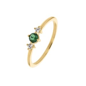 Bague plaqué or et zirconium vert, Sully