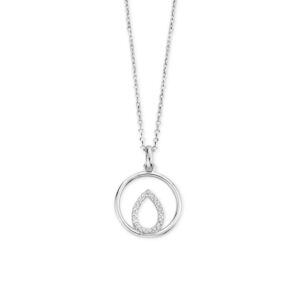 Collier argent, cercle Ø 14 mm, goutte sertie de zirconiums, Naiomy