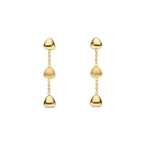 Boucles d'oreilles pendantes 35 mm,argent doré, triangles 6 mm, Naiomy
