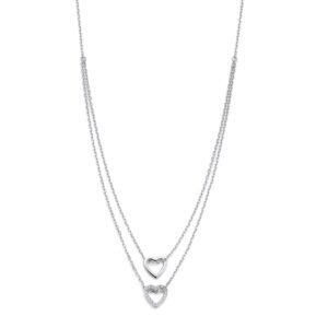 Collier argent zirconiums, Duo de Coeurs Ø 10 mm, Naiomy