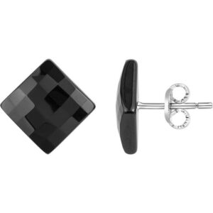 Boucles d'oreilles puces 9 mm, argent et céramique noire