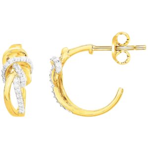 Boucles d'oreilles demi-créoles, Ø 15 mm, plaqué or et zirconiums