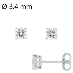 Boucles d’oreilles or blanc, diamants synthétiques 0.30 carat