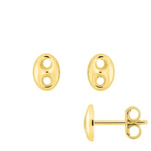 Boucles d'oreilles plaqué or, Grains de café 7 x 5 mm