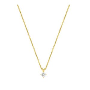 Collier or jaune, solitaire diamant synthétique 0.15 carat (3.40 mm)