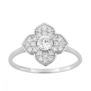 Bague or blanc et diamants synthétiques F Vs 0.44 carat
