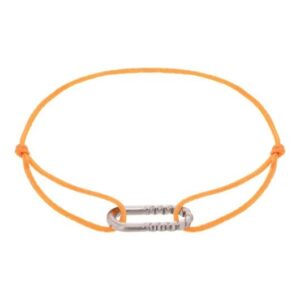 Bracelet homme, acier et cordon orange