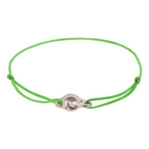 Bracelet homme acier "menottes" et cordon ajustable vert