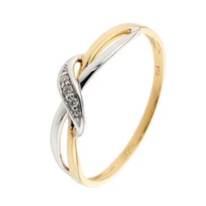 Bague Or jaune 750/000, trilogie Diamants