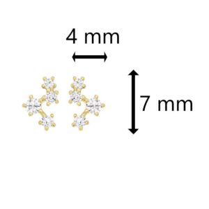 Boucles d'oreilles fantaisie 4 x 7 mm, or jaune et zirconiums