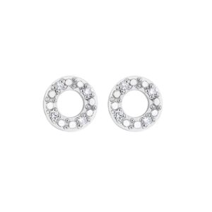 Boucles d'Oreilles Ø 5 mm, Or Blanc et Diamants