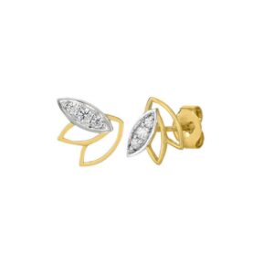 Boucles d'Oreilles 2 Ors et zirconiums 8 x 6 mm