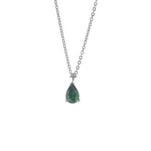Collier émeraude 0.5 carat et diamant, or blanc 750/000