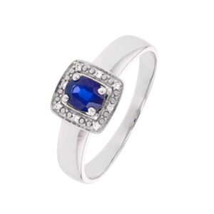 Bague Or blanc 750/000, Saphir et diamants