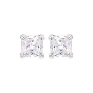 Boucles d'oreille argent et zirconium carré 4 mm