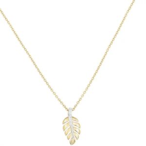 Collier feuillage or jaune et diamant
