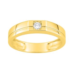 Bague Solitaire or jaune, diamant synthétique 0.10 carat (3 mm)