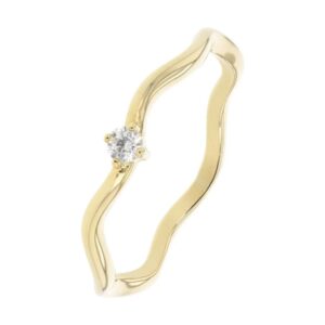 Bague "Zig zag", plaqué or et zirconium, Anamila