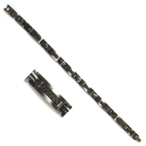 Bracelet homme acier "Vintage" 7 mm, carbone noir, Phébus