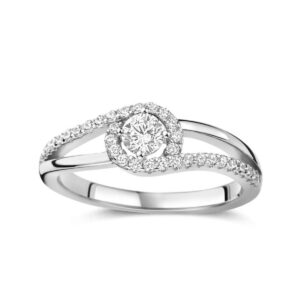 Bague argent et zirconiums, solitaire Ø 4 mm accompagné, Naiomy