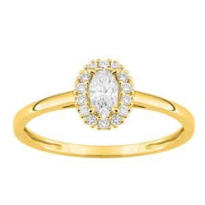 Bague "marguerite" or jaune, diamants synthétiques 0.30 carat