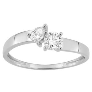 Bague or blanc, diamants synthétique 0.40 ct